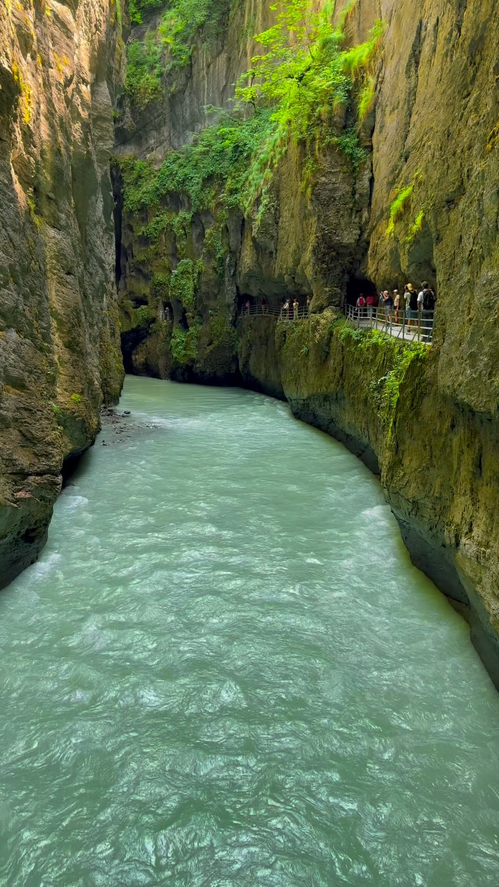 Swiss Alps Gorge Carved into Mountains