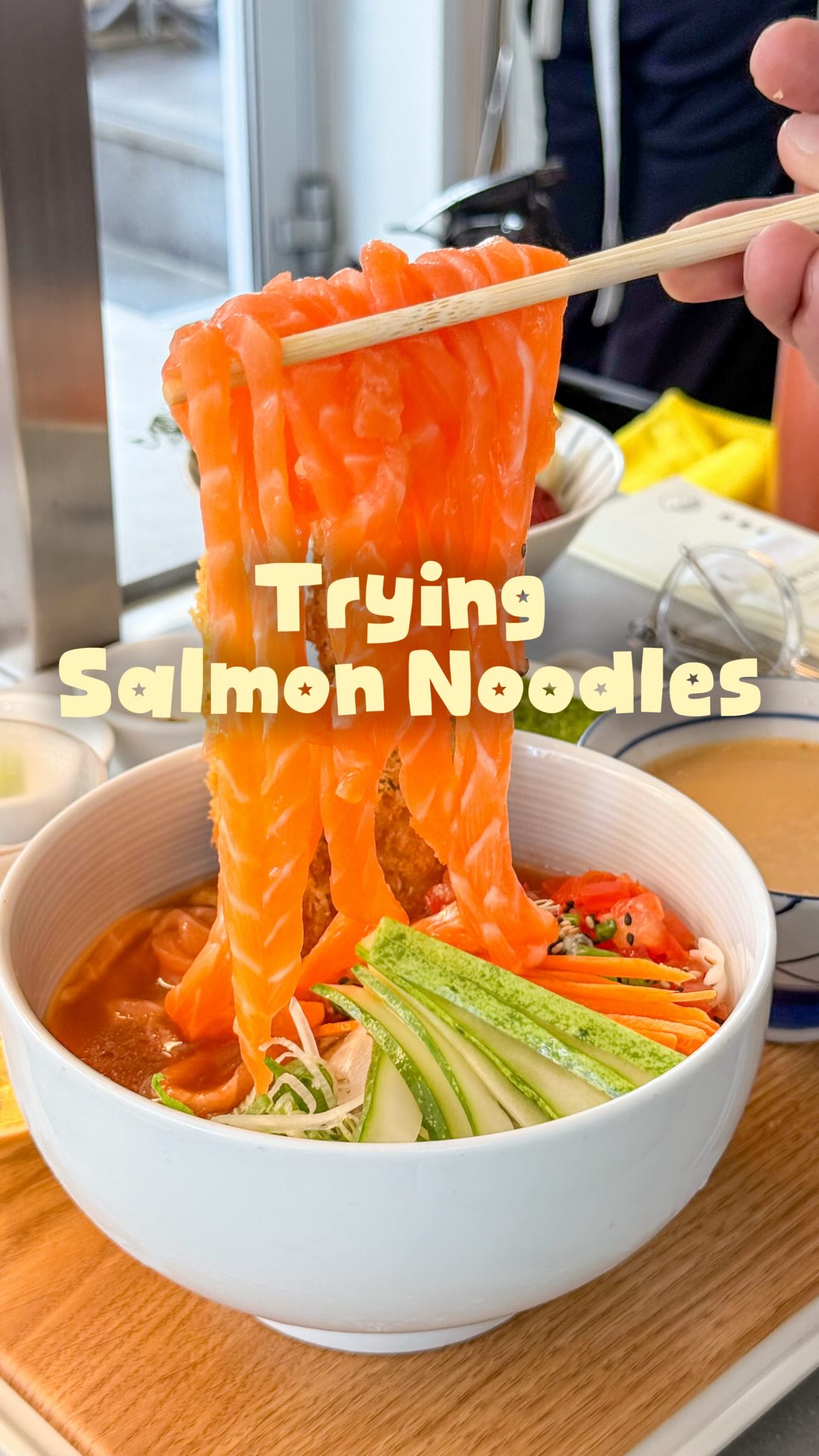 Viral Salmon Noodles With Shrimp Tempura In Seoul