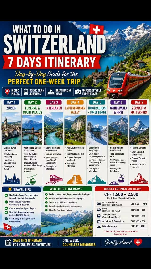 Seven Days Exploring Swiss Alps And Lakes