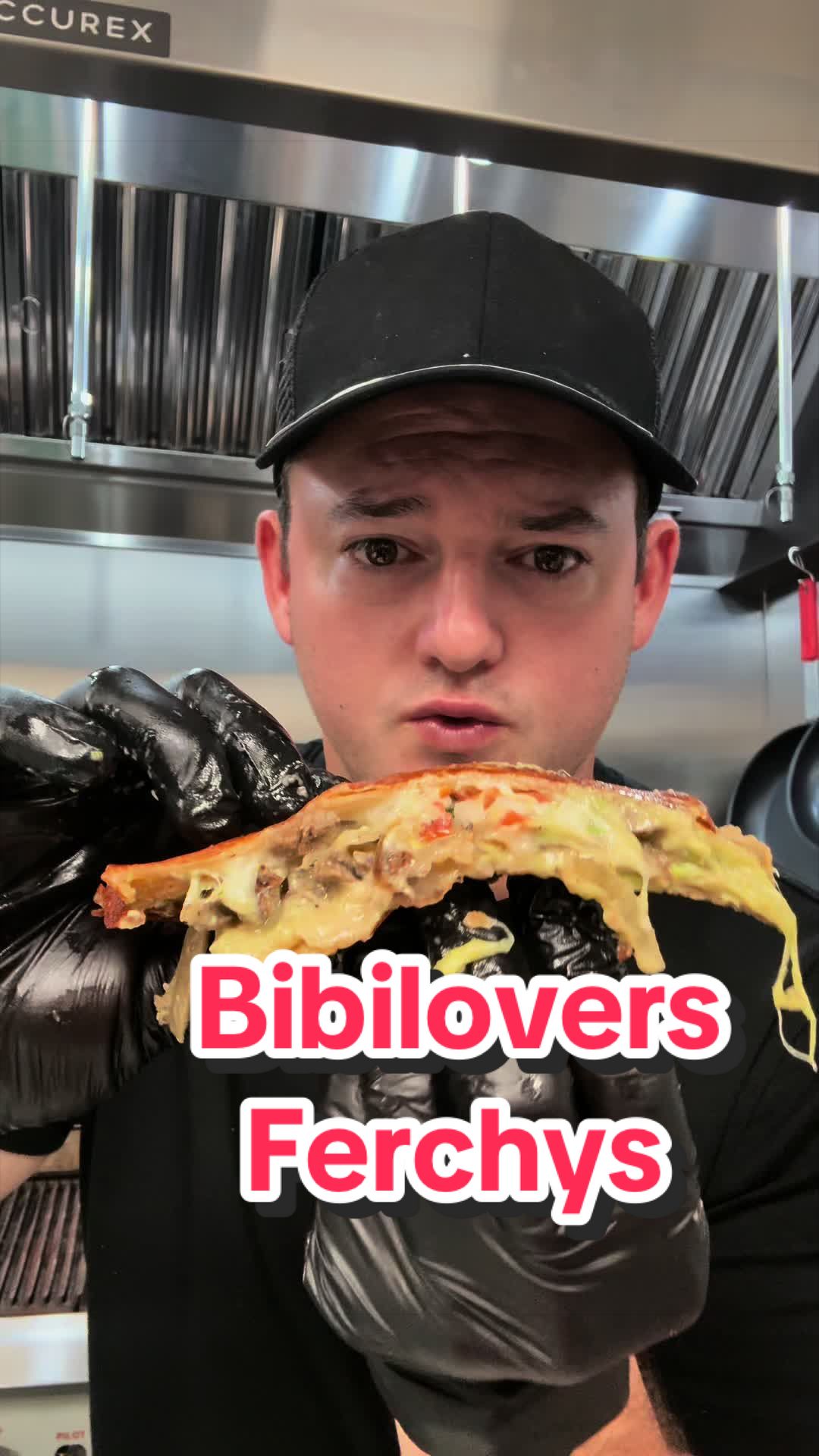 Man Enjoys Large Griddled Quesadilla