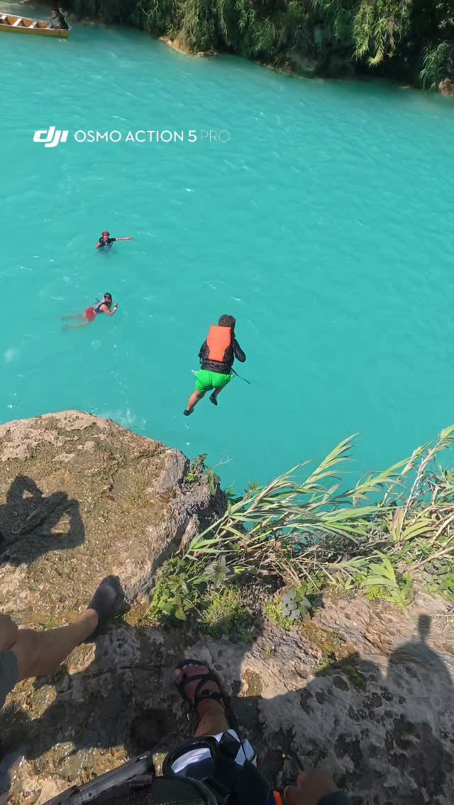 High Jump Activity Into Turquoise Waters