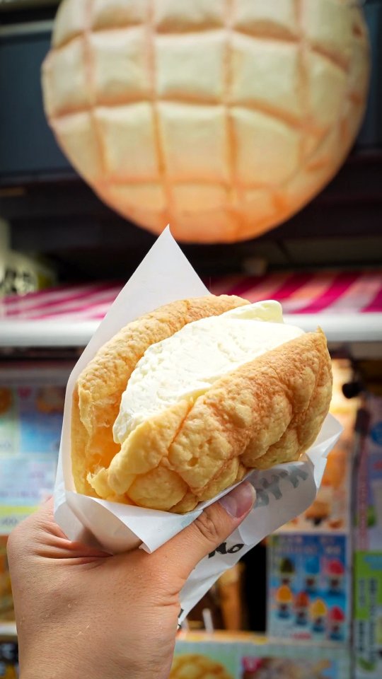 Osaka's Famous Melon Bread Ice Cream