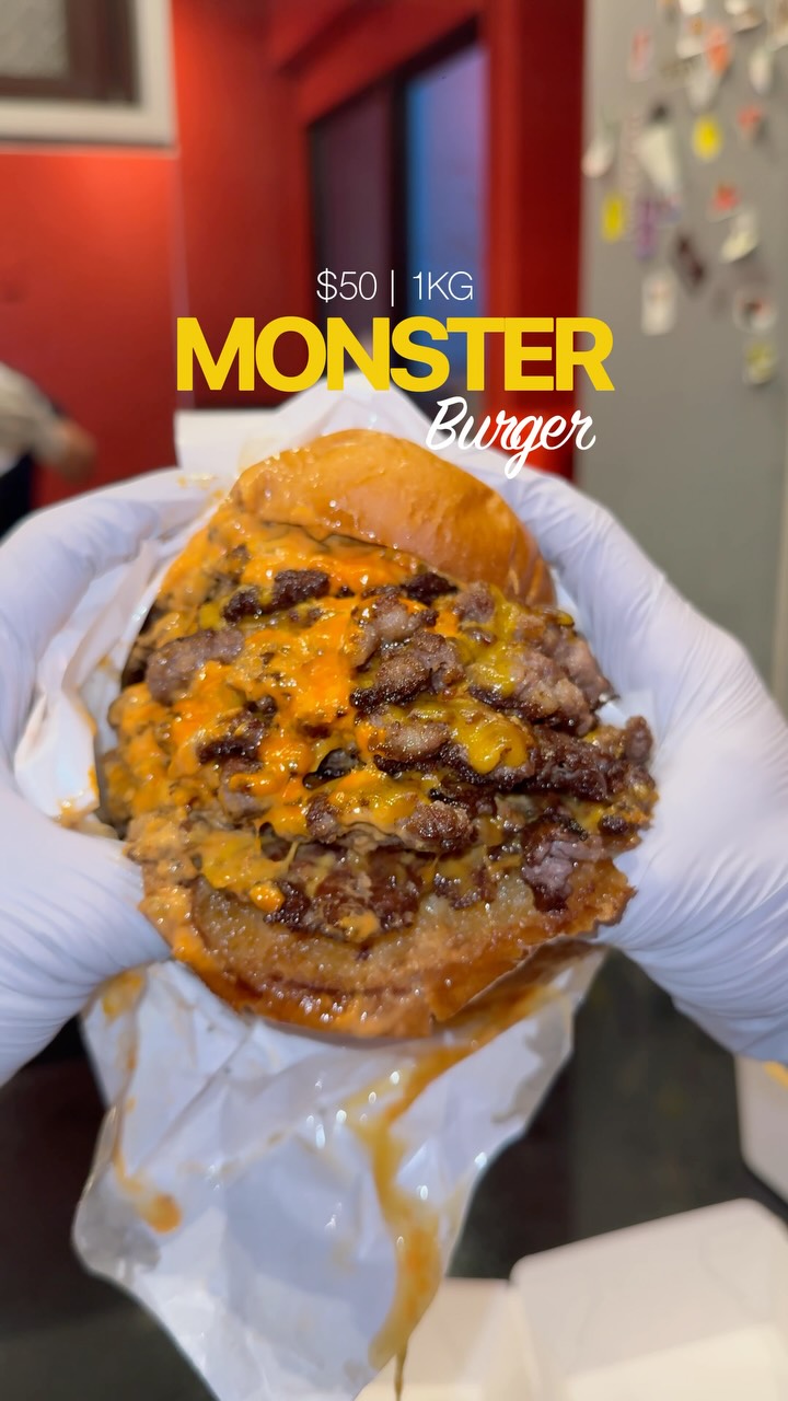 Monster 1KG Wagyu Burger at Henry's Burger