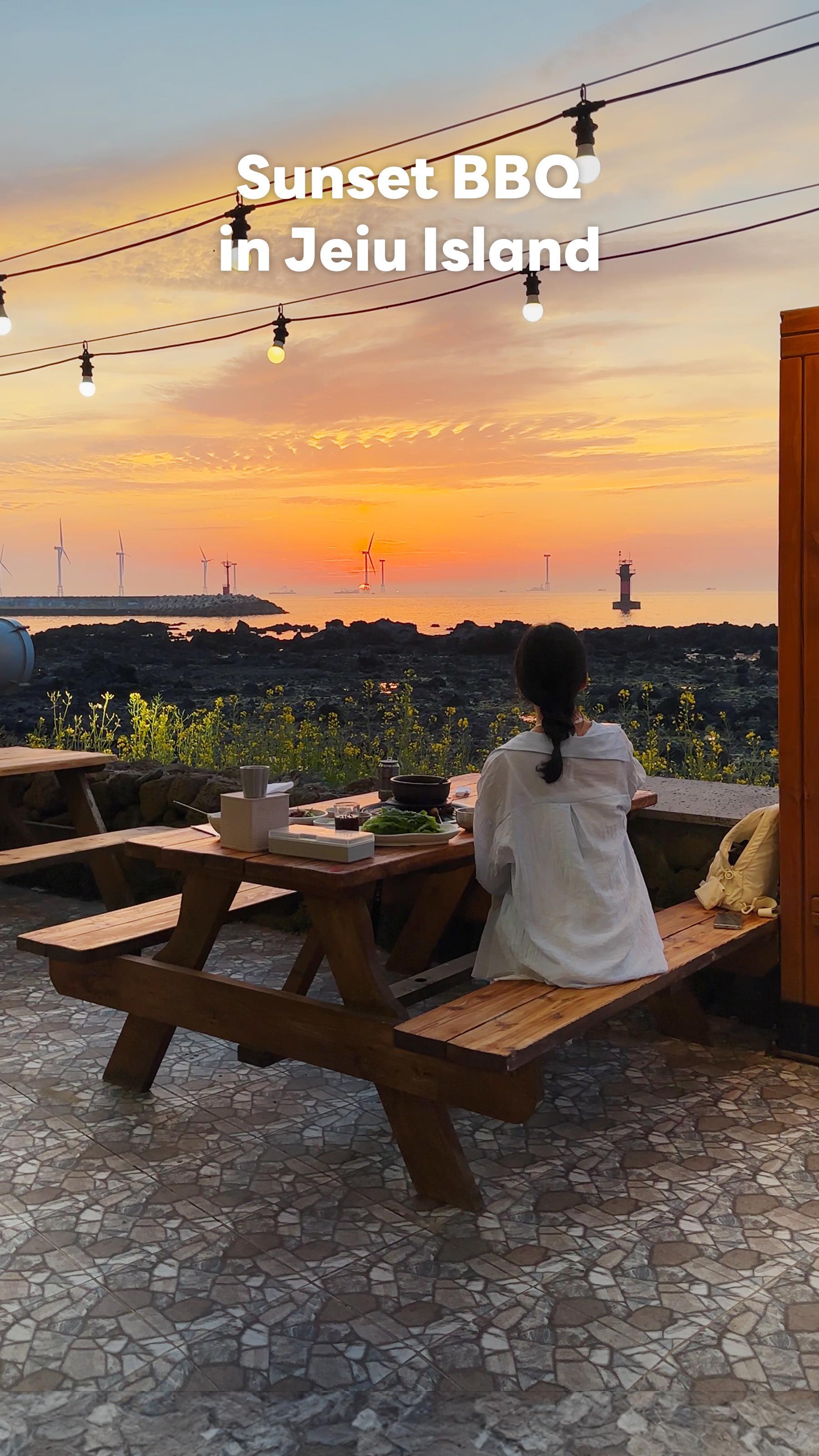 Jeju Black Pork Restaurant with Sunset Ocean Views