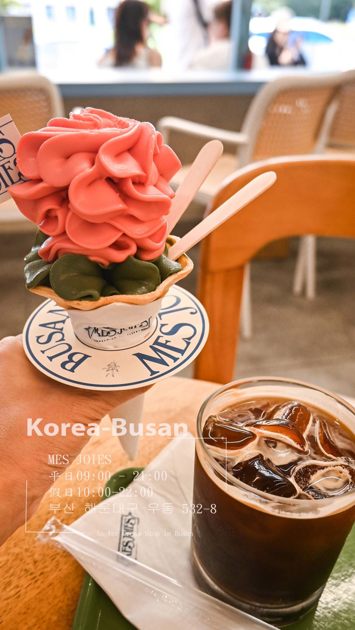 Busan Cafe's Camellia and Matcha Ice Cream