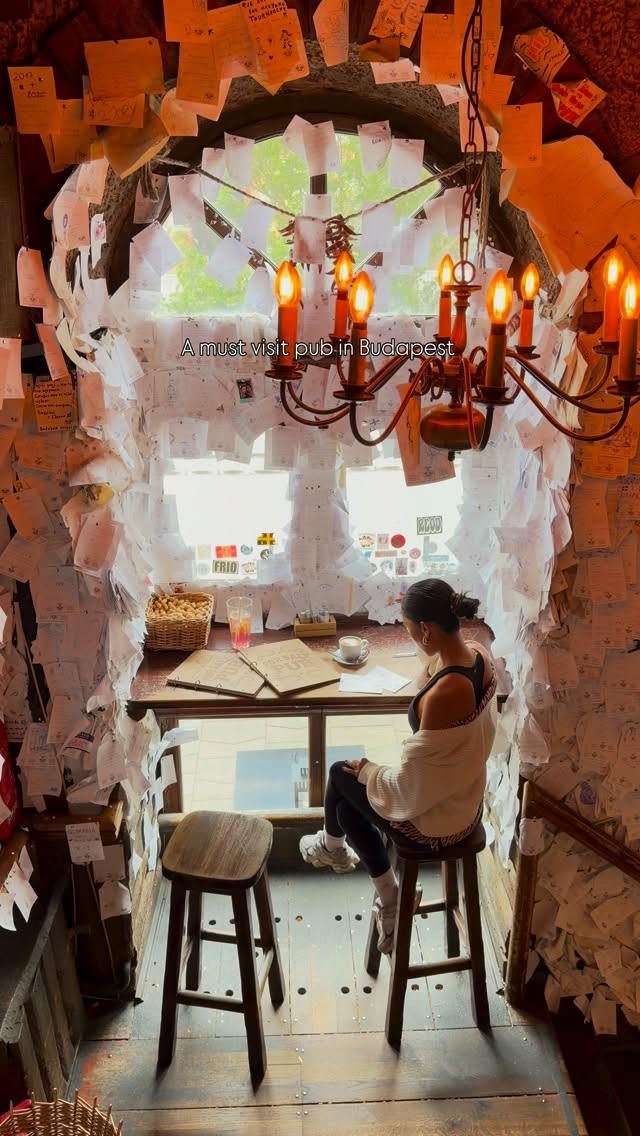 Budapest Pub Filled With Visitor Notes