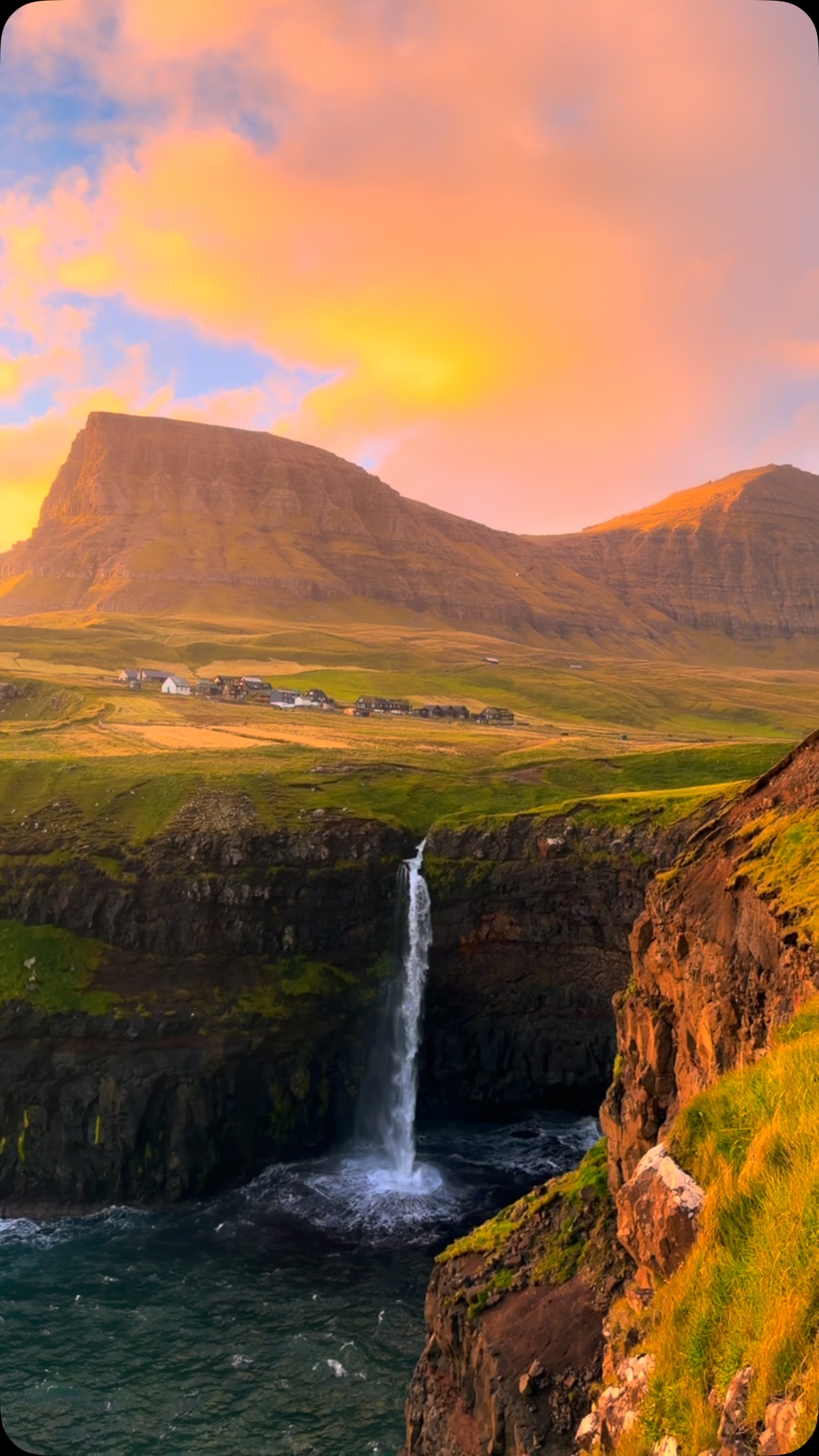Múlafossur Waterfall and Gásadalur Village