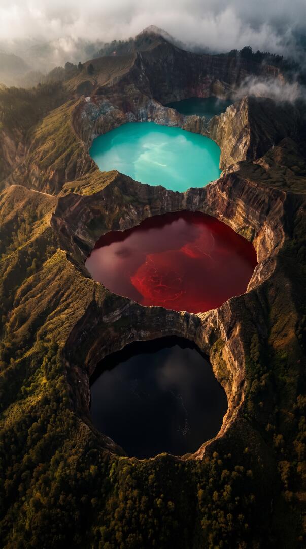 Kelimutu National Park's Mysterious Color-Changing Lakes