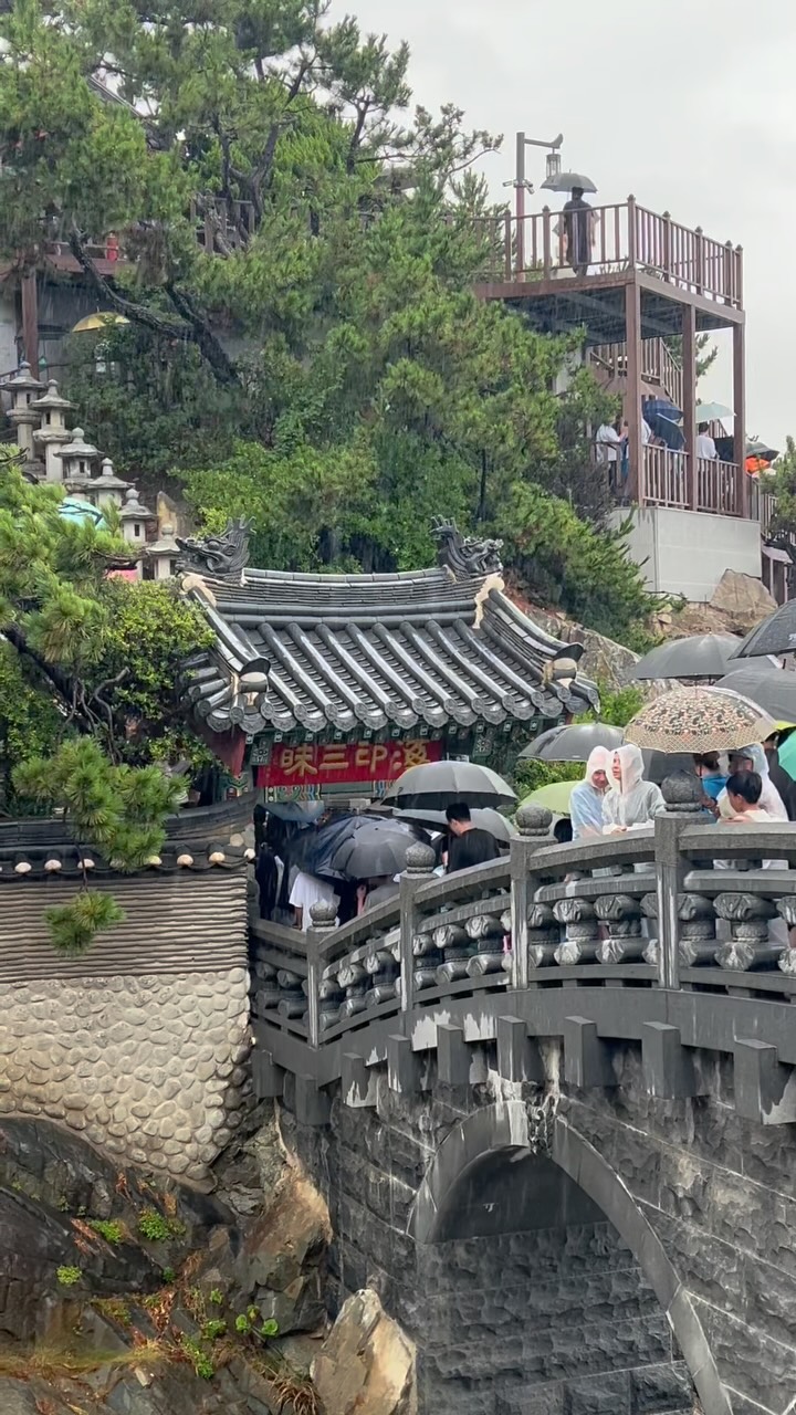 Busan Temple: A Rainy Day View