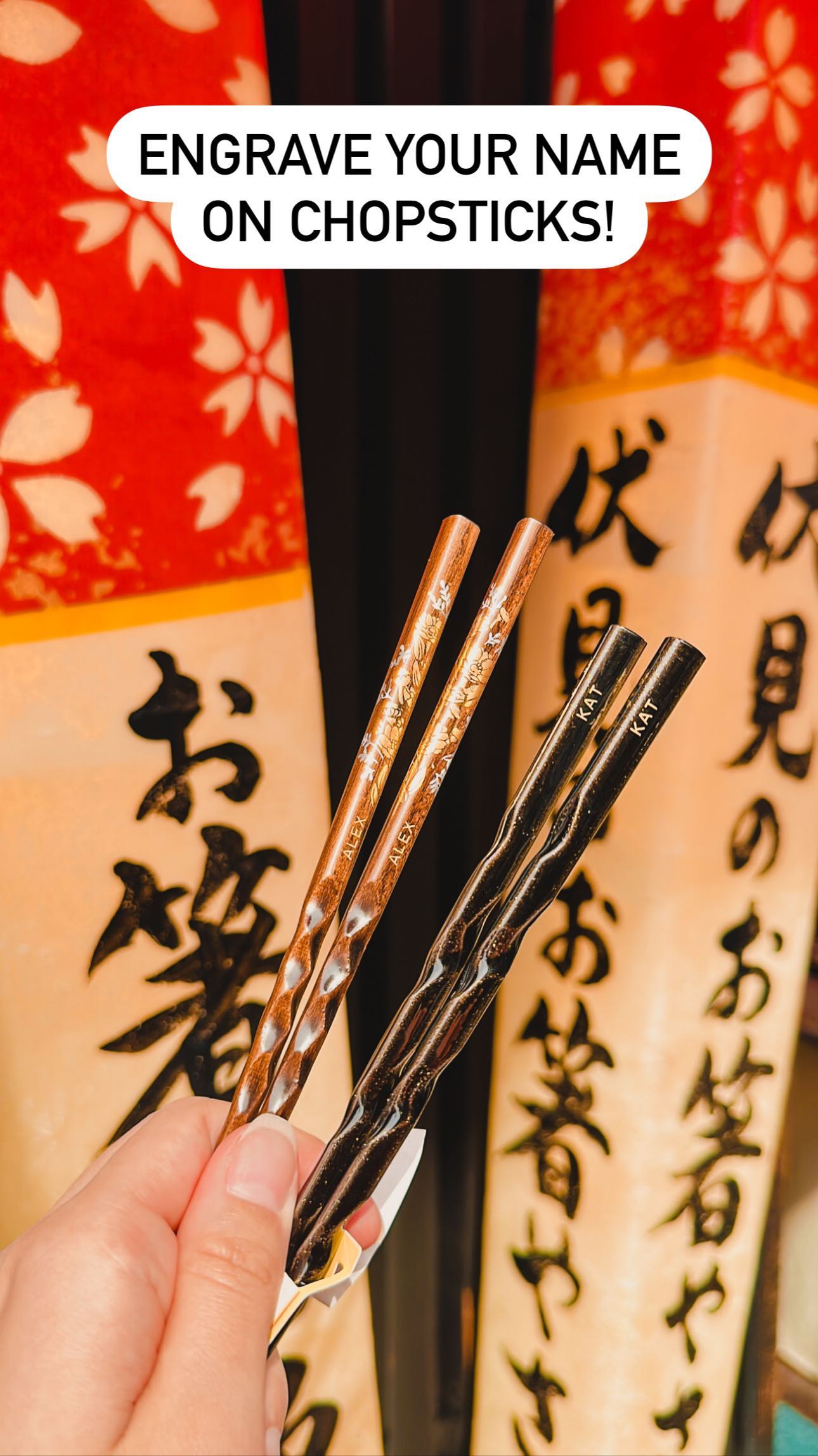 Free Custom Engraved Chopsticks in Kyoto