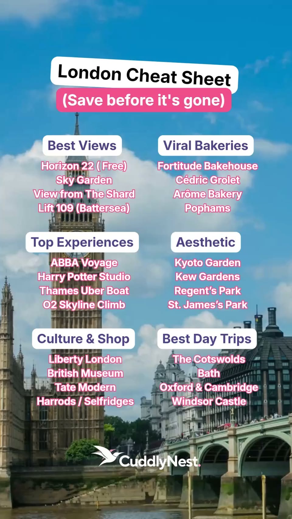 London's Best Views, Bakeries, Day Trips & More