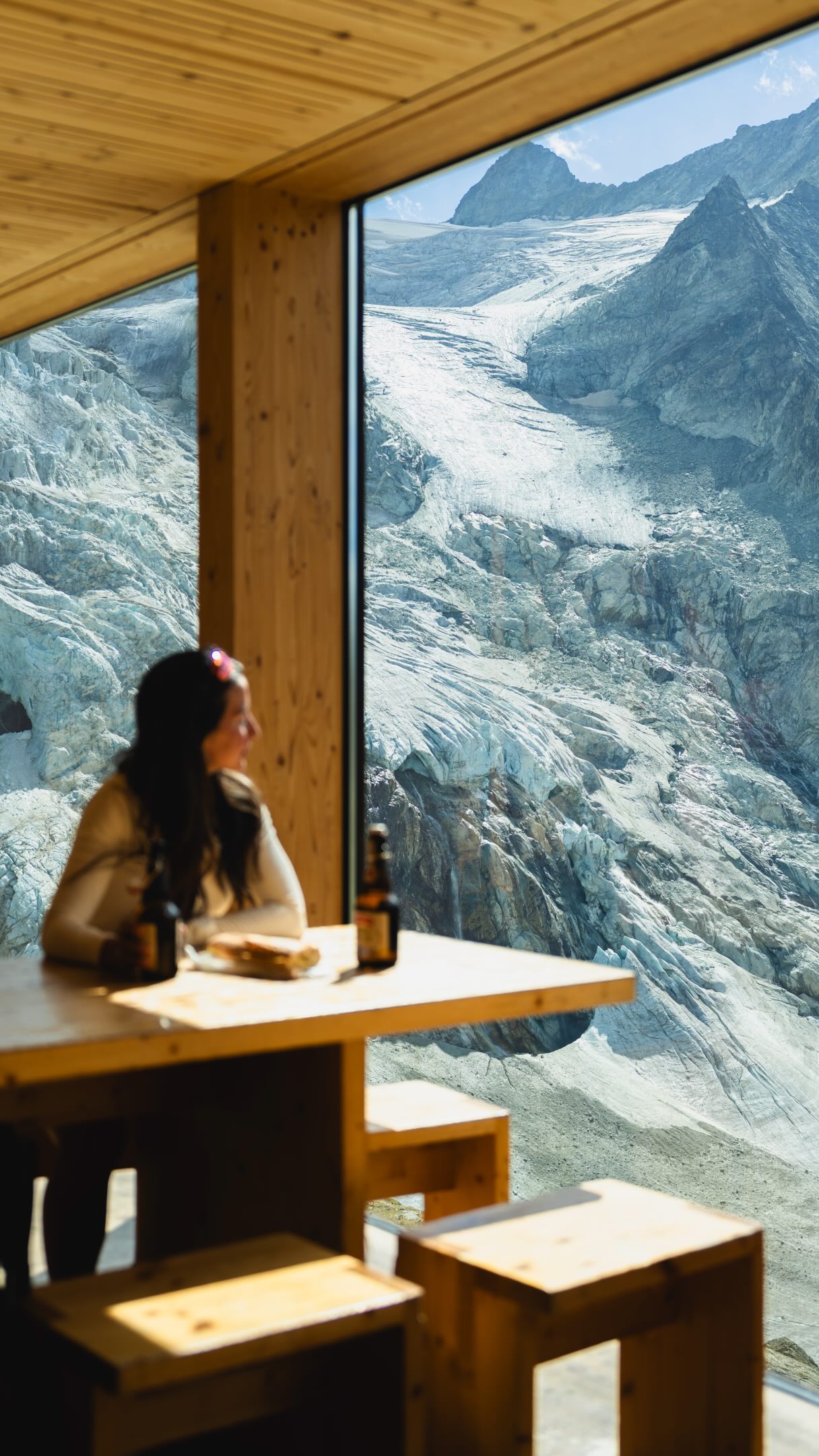 Swiss Mountain Hut Overlooking Glacier Lake