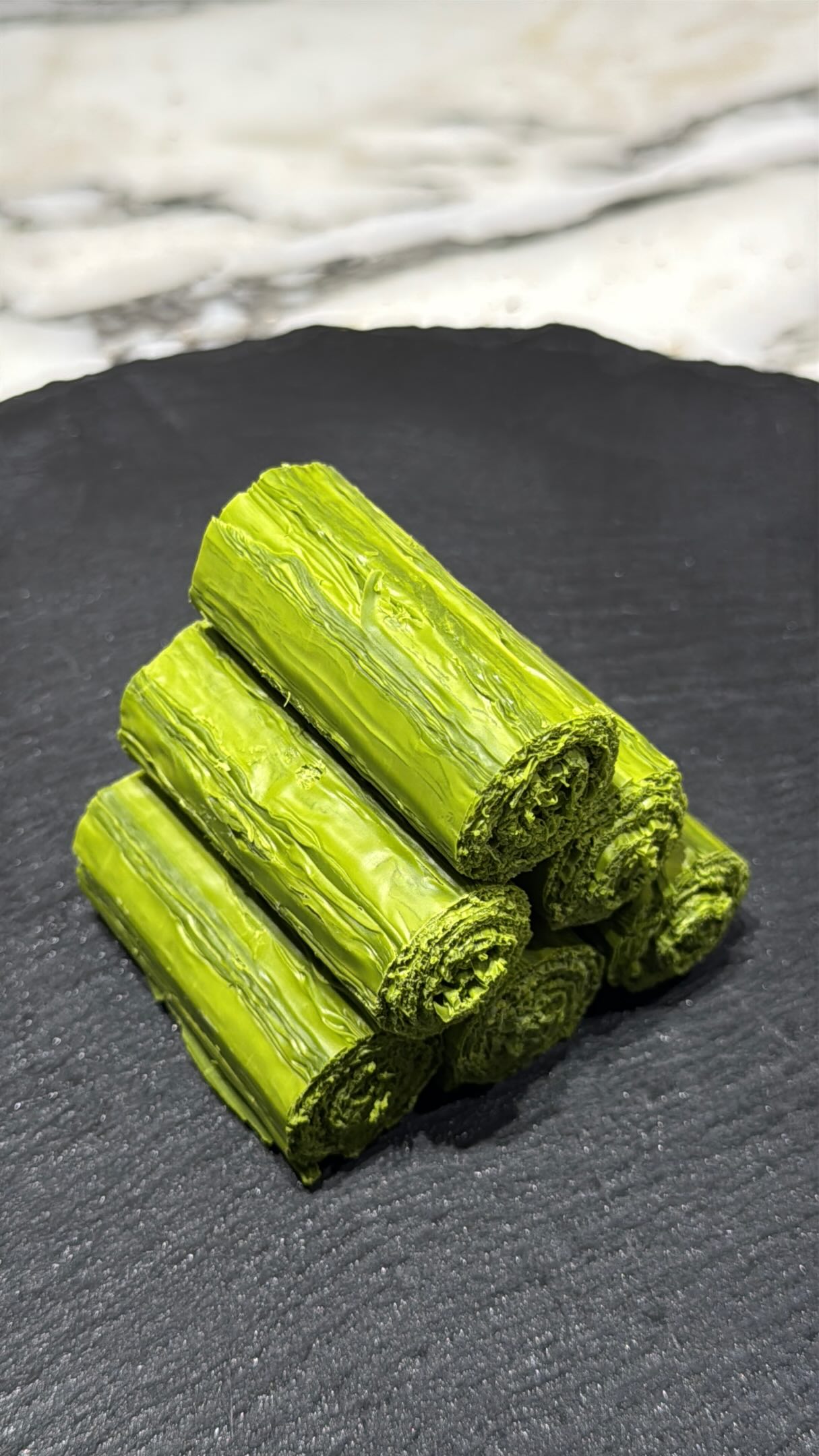 Thin Matcha Chocolate Rolled to Perfection