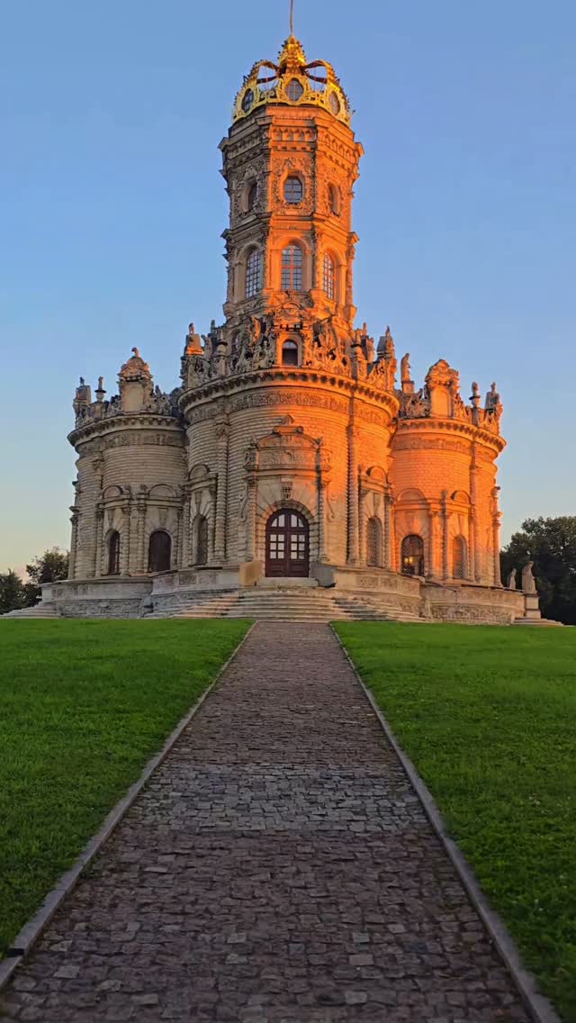 Baroque Church With Golden Crown in Dubrovitsy