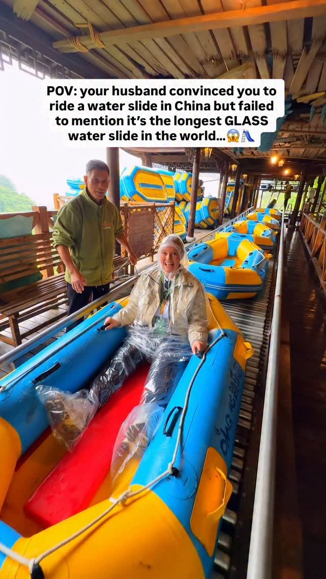 Glass Water Slide Twists Down Mountain
