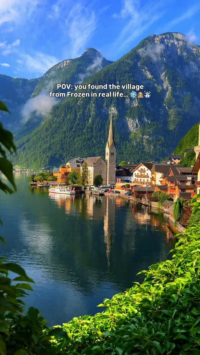 Austrian Village With Lakeside Mountain Views