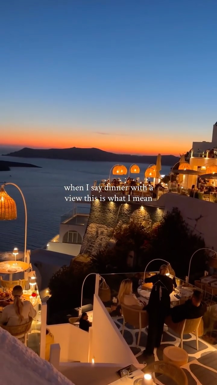 Santorini Restaurant With Sunset Sea Views