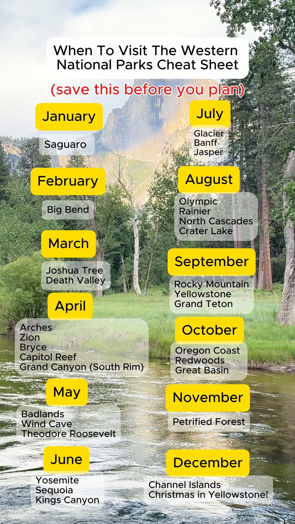Best Times To Visit Western National Parks