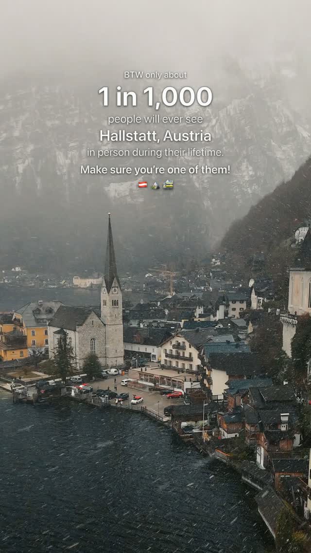 Hallstatt Village and Lake in Snowy December