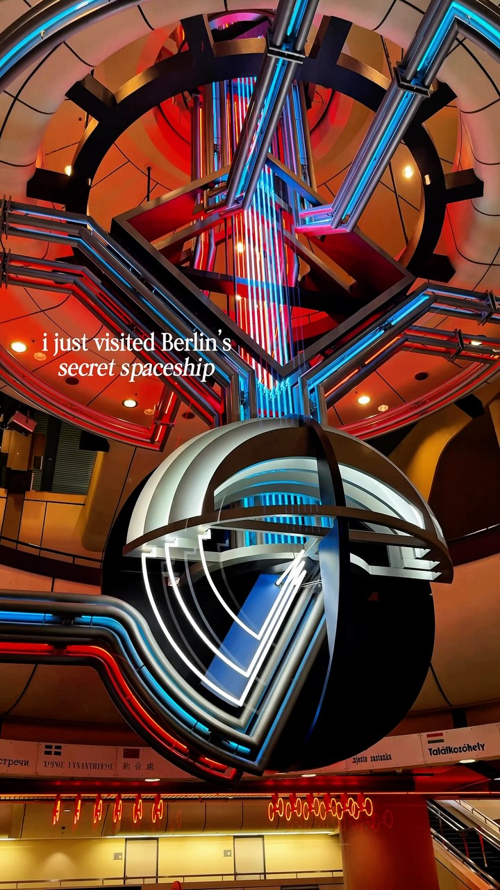 Futuristic Berlin Spacehip Building's Neon Interior