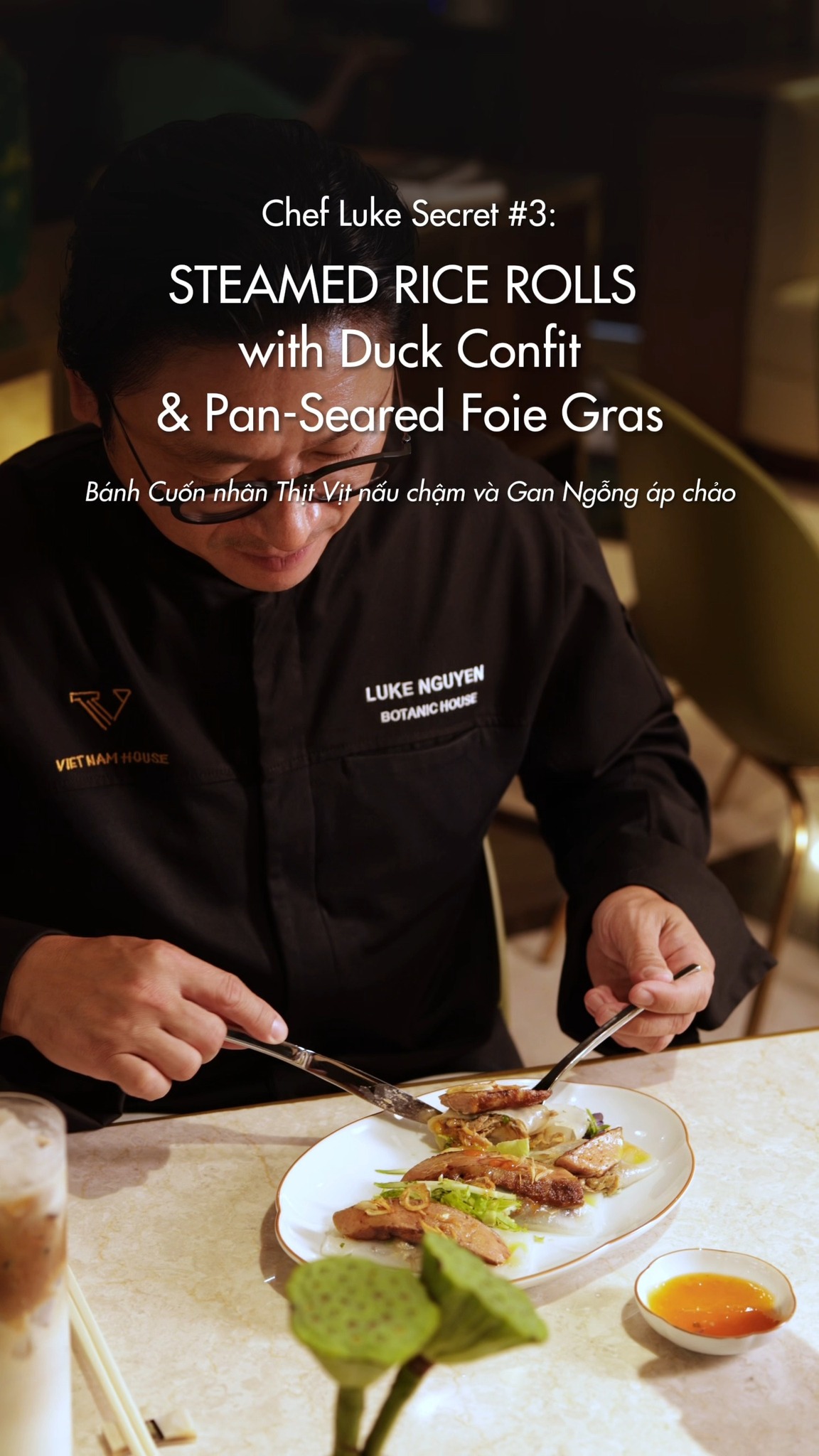 Vietnam House Restaurant Showcases Duck Confit Rice Rolls