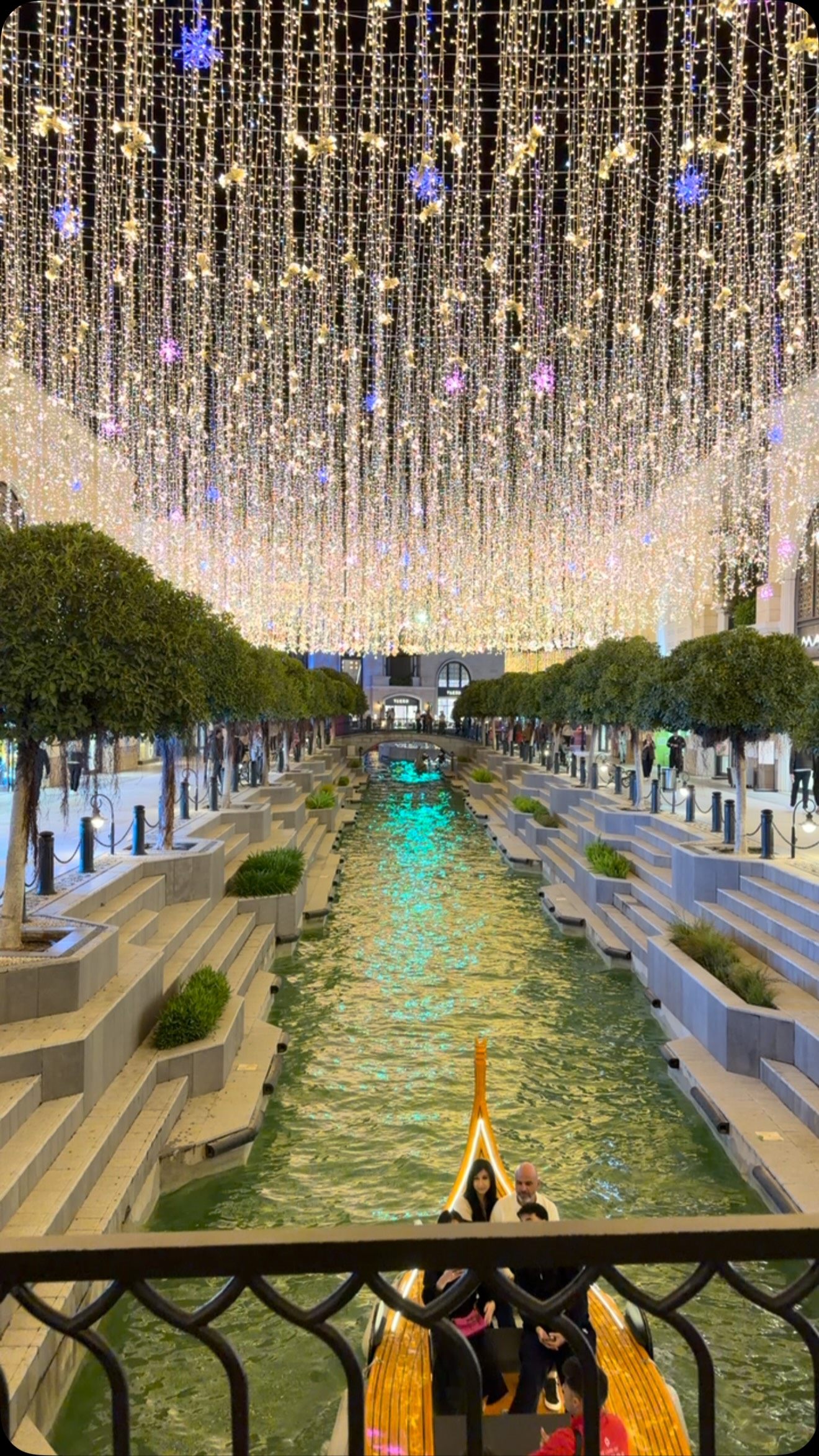 Theme Park and Canal Dazzle with Evening Lights