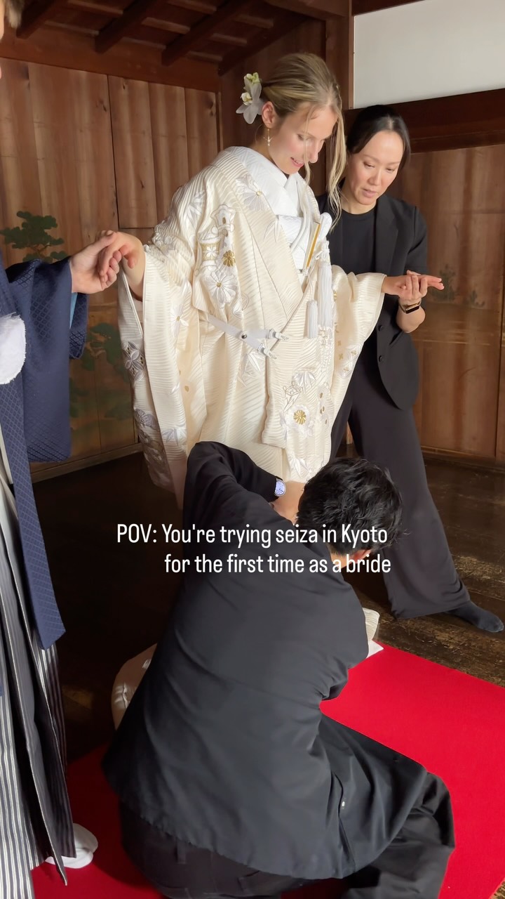 Kyoto Bride Attempts Seiza Before Wedding Ceremony