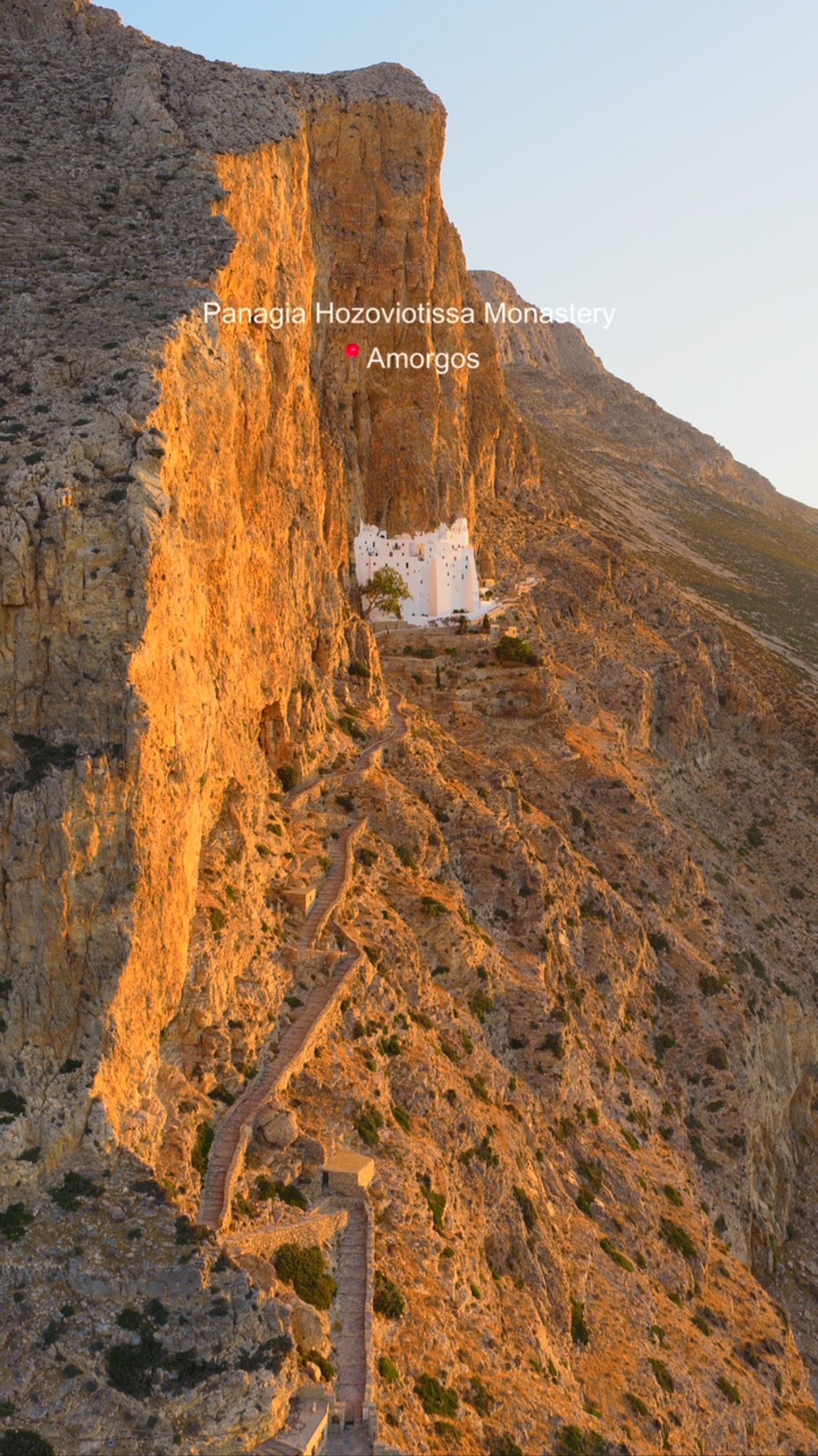 Greek Monastery and Beach at Sunrise