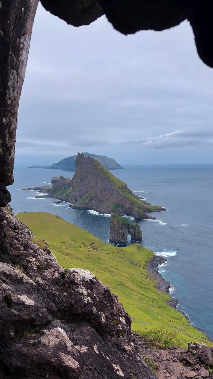 Faroe Islands Cave Views Of Drangarnir Sea Stacks