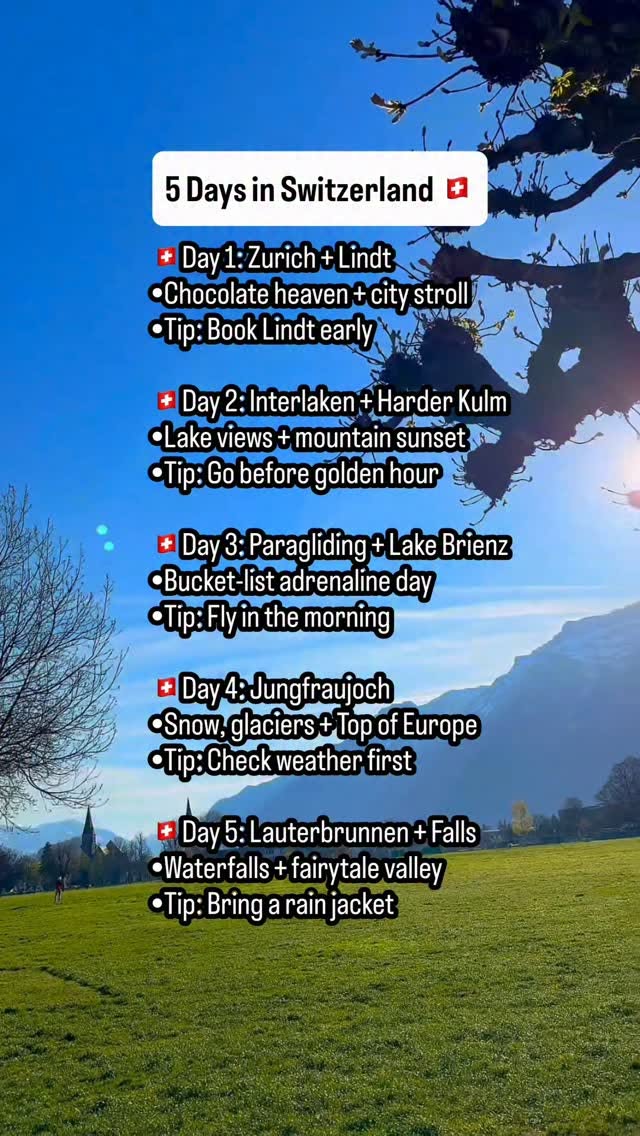 Swiss Alps Adventure: A 5-Day Itinerary