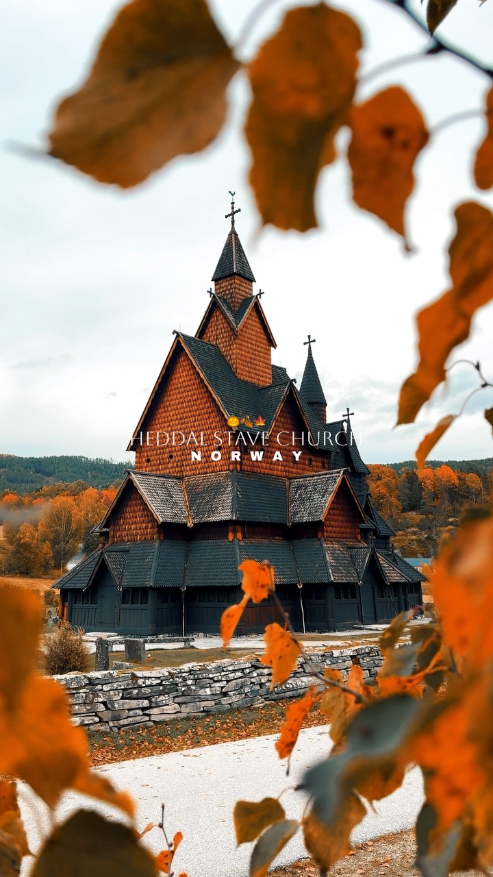 Heddal Stave Church's Autumnal Splendor