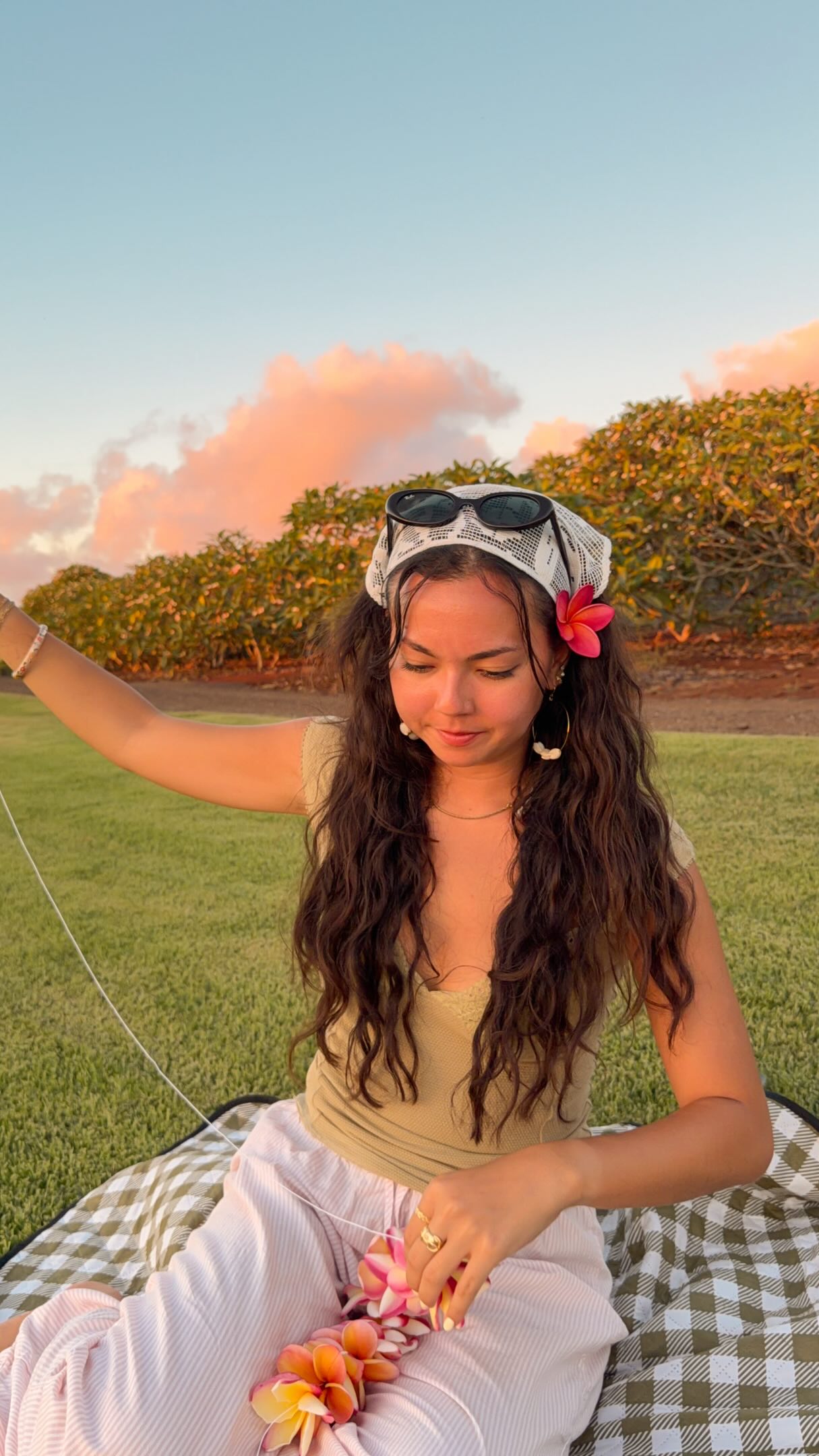 Sunset Lei Making Class at Plumeria Farms