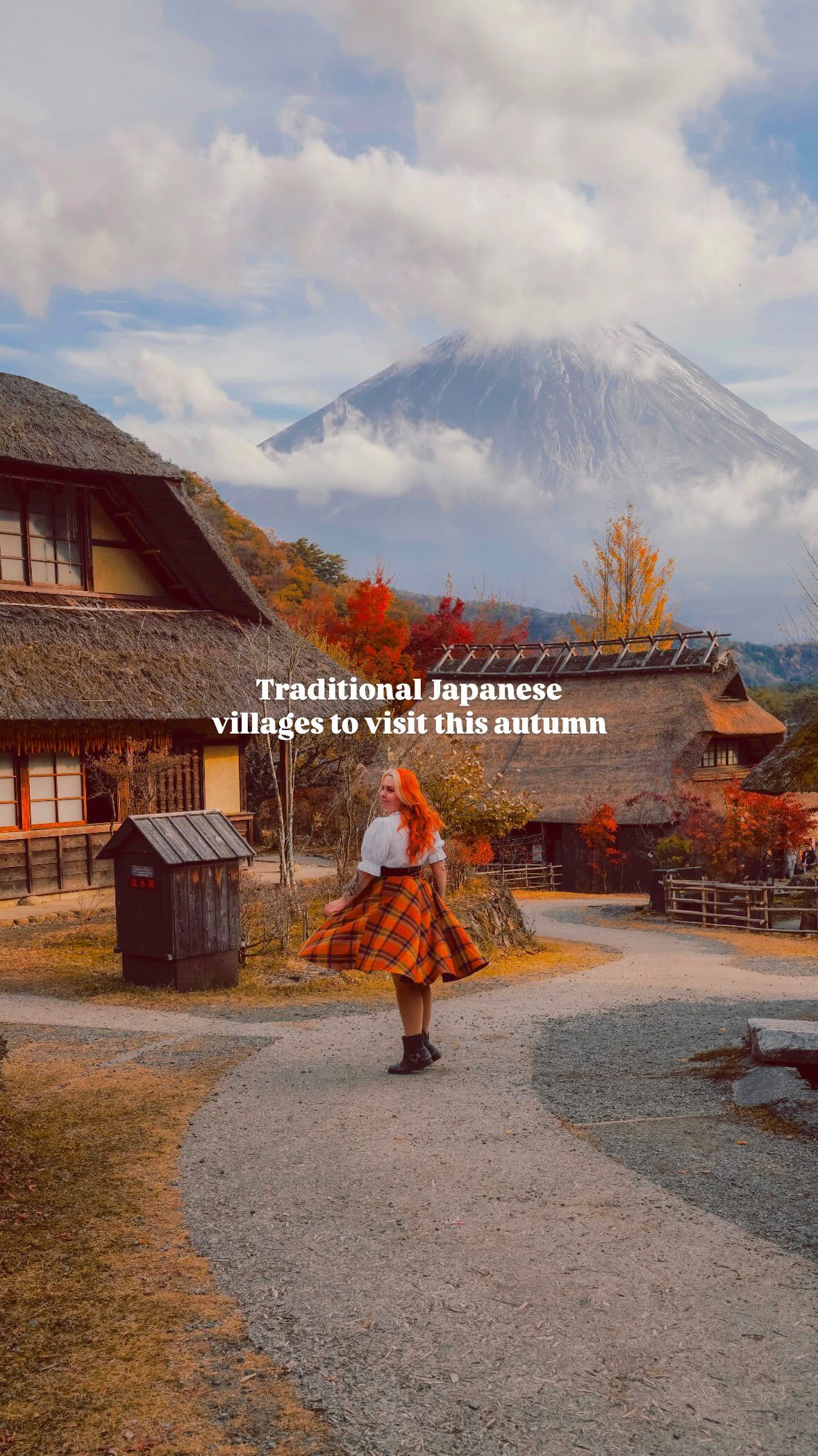 Traditional Japanese Villages With Autumn Foliage