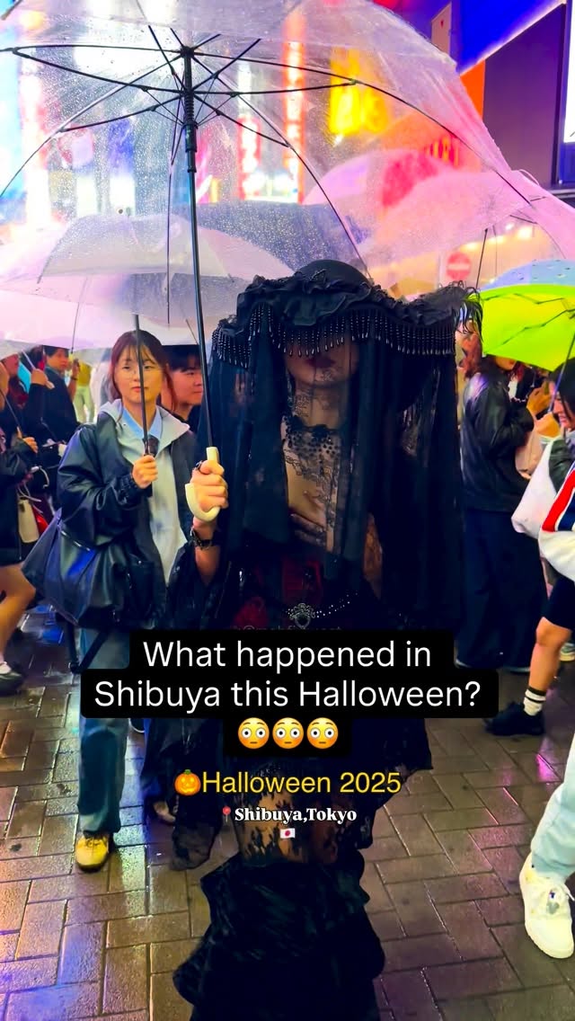 Shibuya's Halloween Costumes and Wet Streets