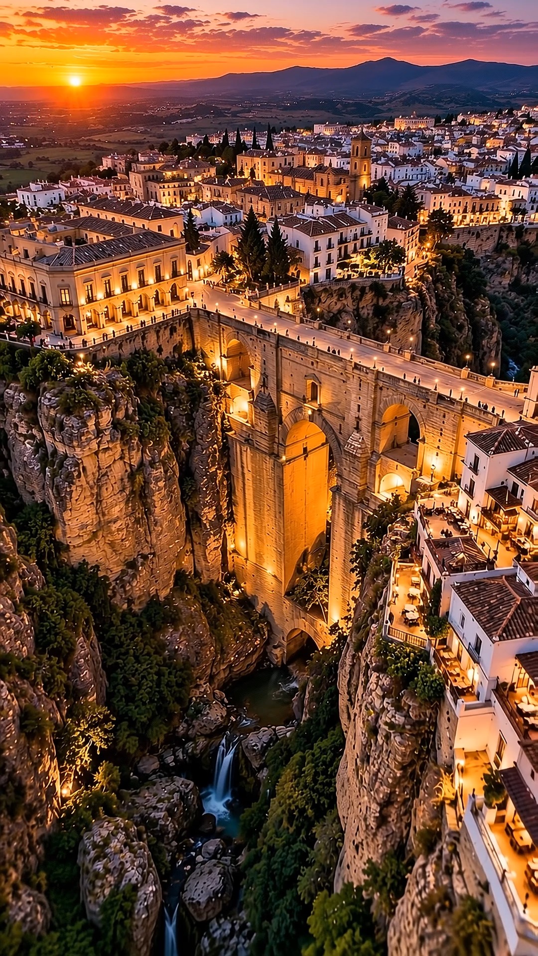 Ronda's Historic Center and Gorge At Sunset