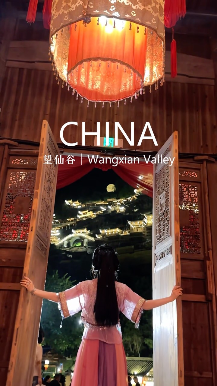 Chinese Valley Town With Cliff Houses