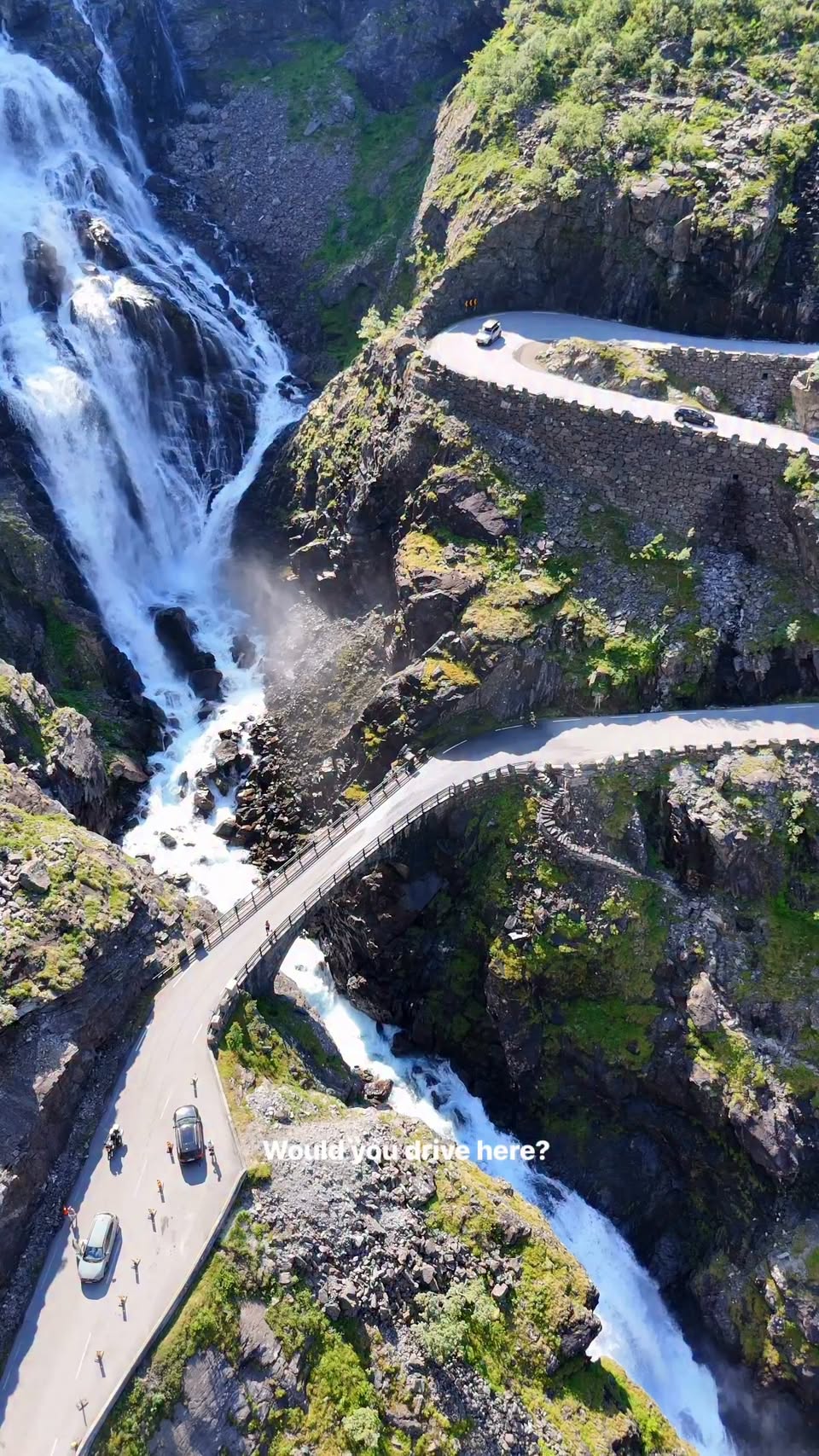 Norway's Winding Trollstigen Road and Stigfossen Waterfall