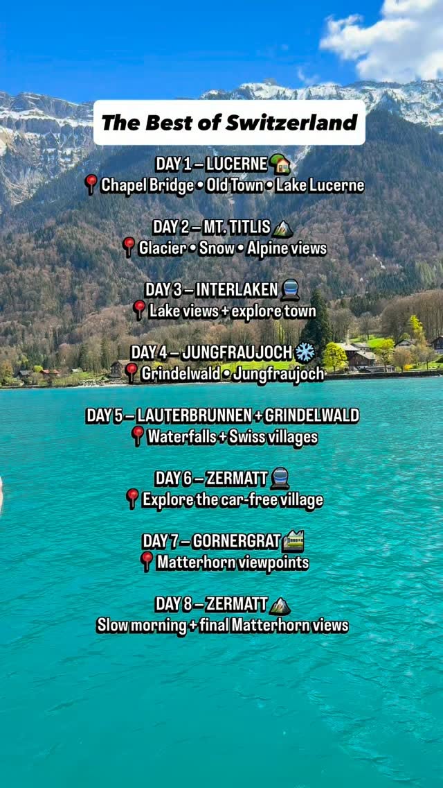 Swiss Alps Itinerary: Lucerne, Interlaken, Zermatt