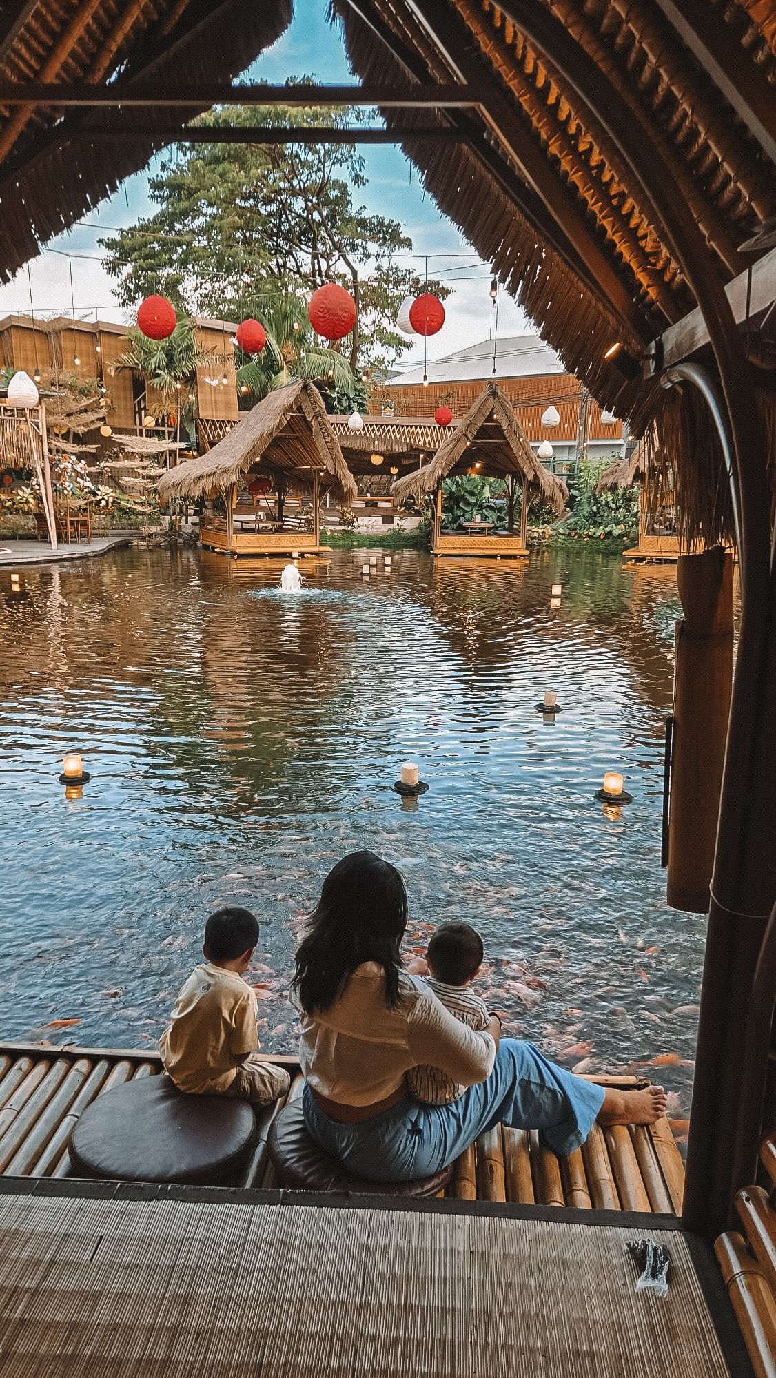 Balinese Restaurant With Gazebos Over Water