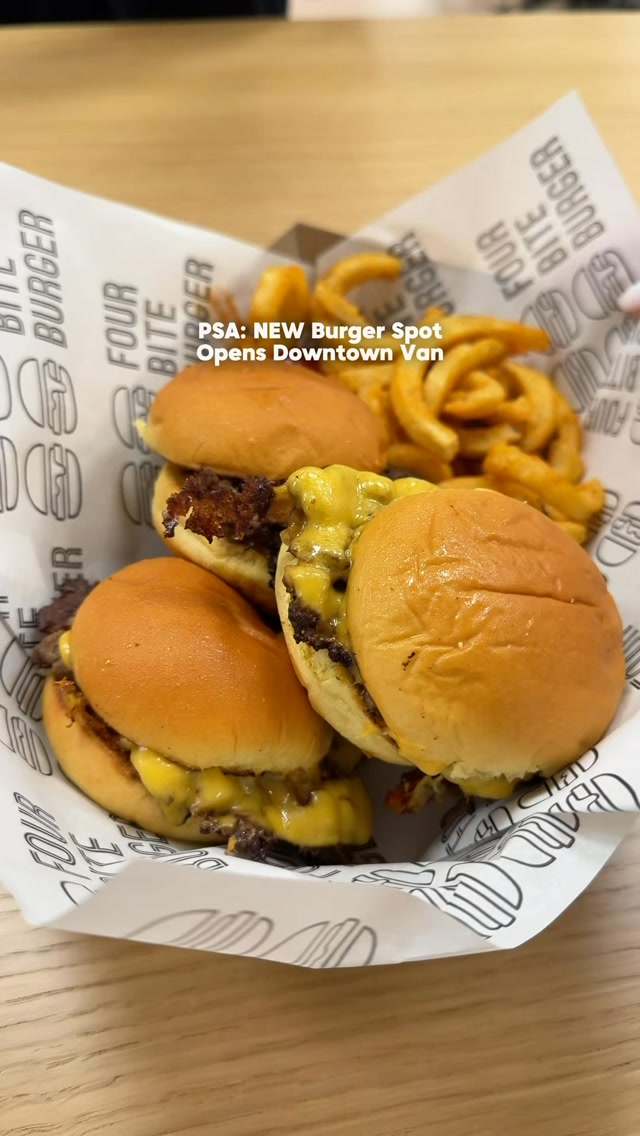 Four Bite Burger's Mini Smash Burgers and Curly Fries