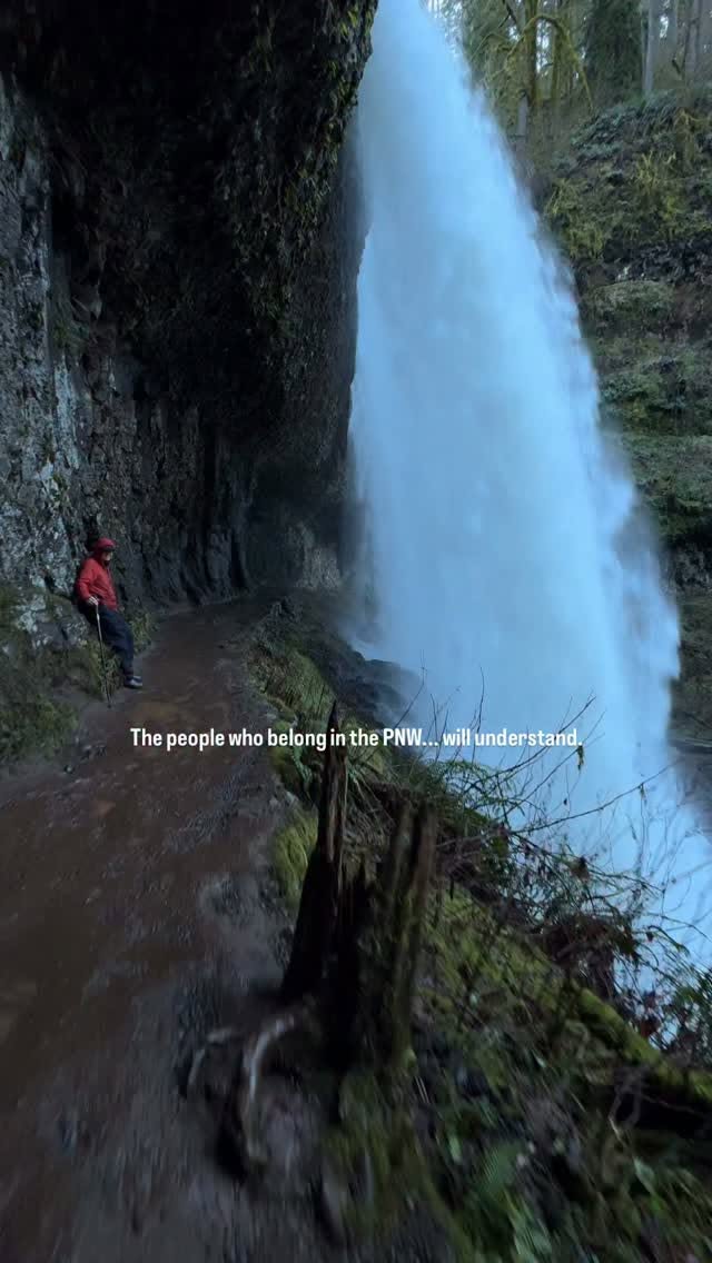 Middle North Falls Trail Behind Waterfall