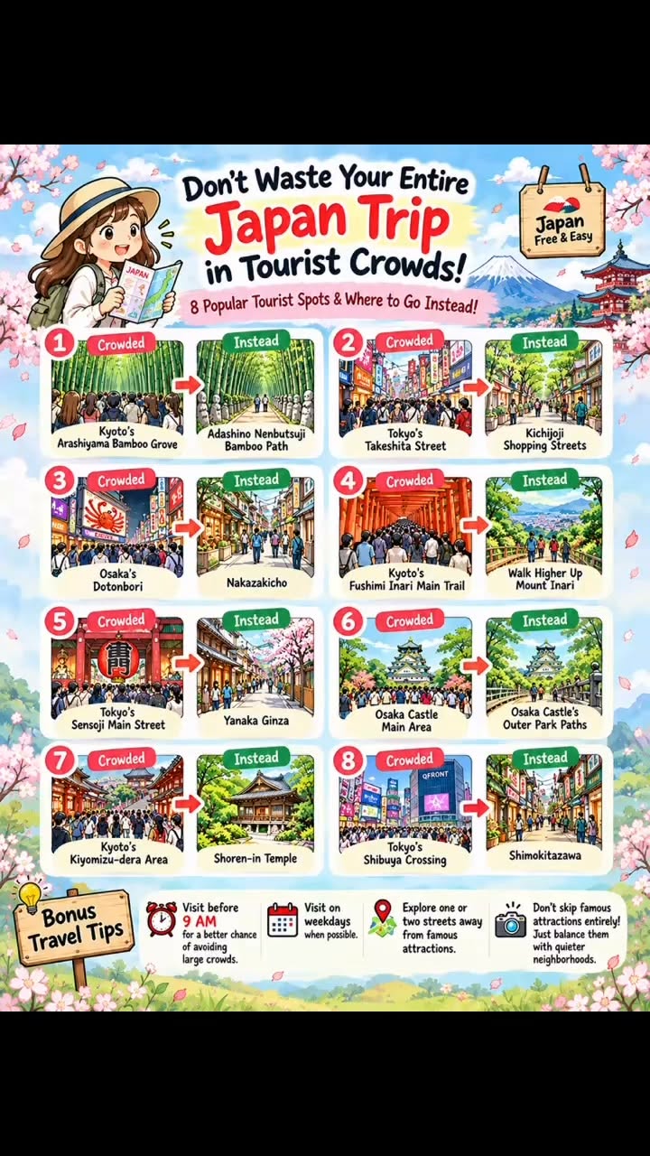 Crowded Japanese Tourist Spots and Quiet Alternatives