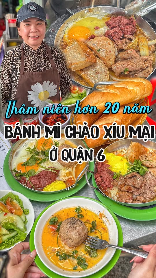 Vietnamese Street Food Stall Serves Banh Mi Chao Xiu Mai