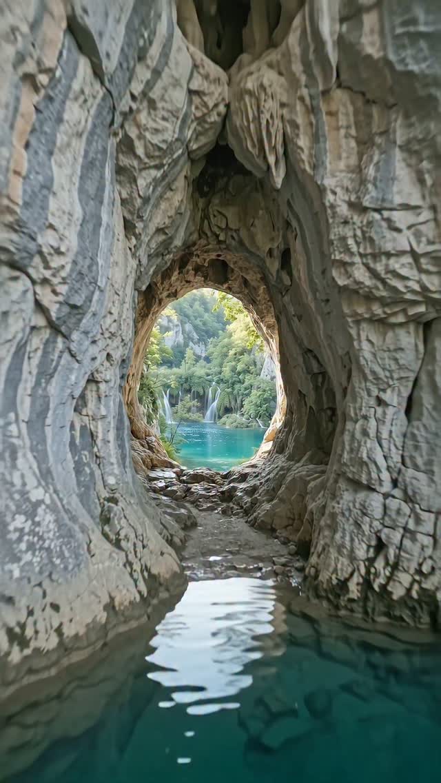 Croatia's Cave Entrance Opens to Plitvice Lakes