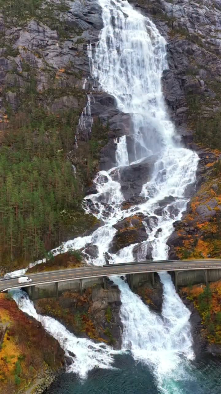 Majestic Langfossen Waterfall in Norway
