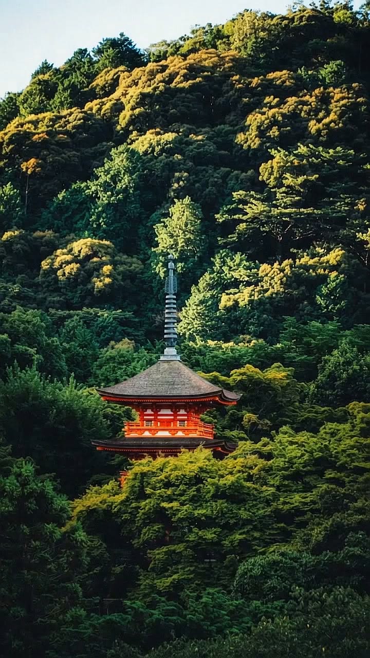 Kiyomizu-dera Pagoda Amidst Greenery