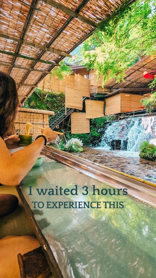 Nagashi Somen At A Japanese Waterfall Restaurant