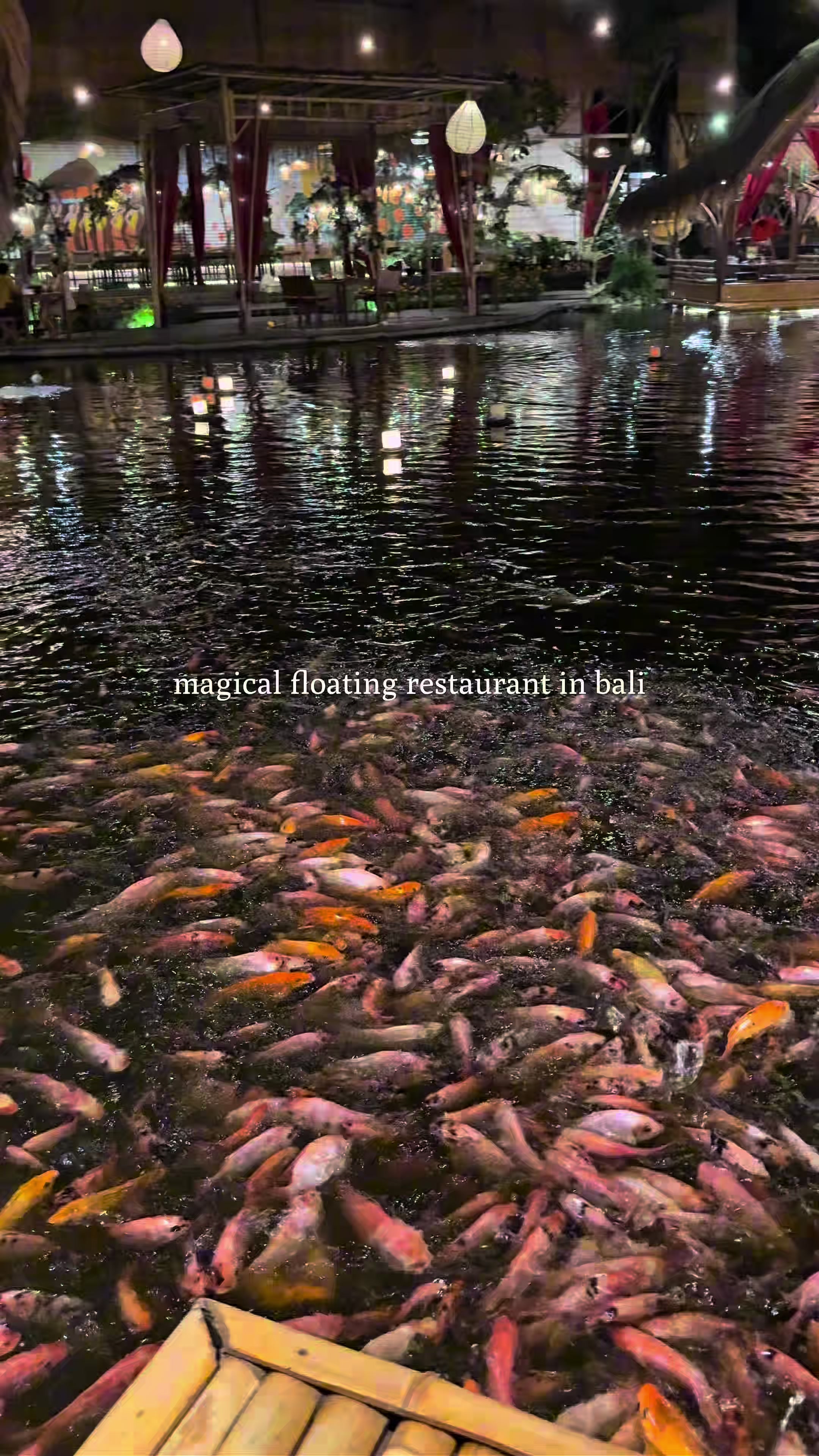 Bali's Romantic Floating Restaurant with Fish Pond