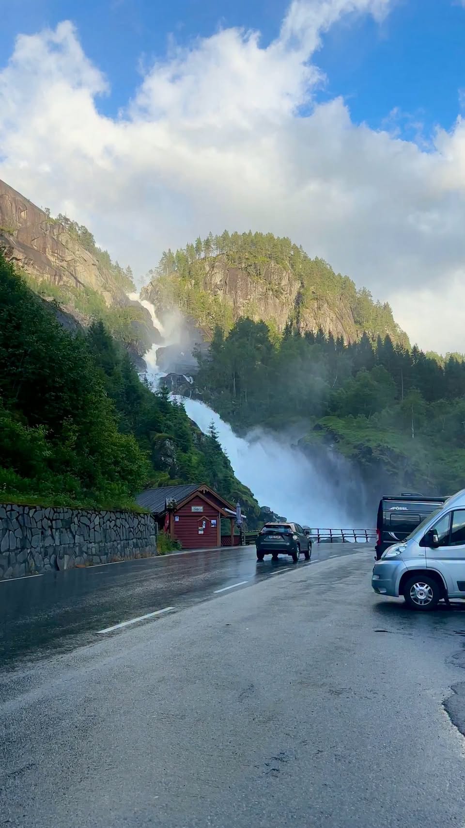 Spectacular Låtefossen Waterfall Cascades Down Mountain