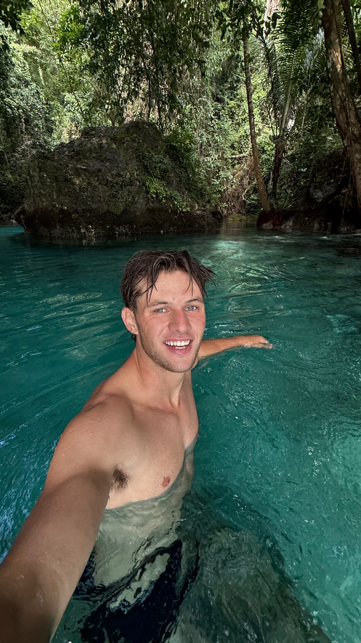 Hidden Blue Lagoon Found Through Jungle Adventure